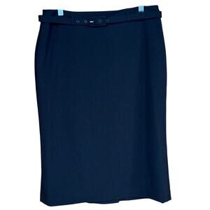 JM Collection Black Pencil Skirt Size 10 Belted Stretch Waist Office Career NWT